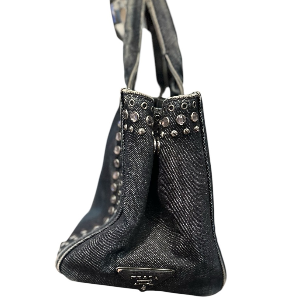 Authentic Prada Canapa Denim Studded Bag - Picture 4 of 7
